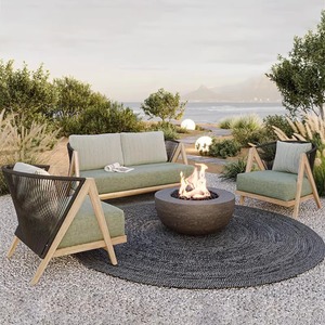 Conjunto de Sofás de Madera Maciza para Exteriores, Muebles de Jardín Resistentes al Agua y a los Rayos UV, Diseño Minimalista en Forma de L, Estructura de Aleación de Aluminio - Product Image 3