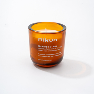 AIKUN Custom Logo Amber Glass Aromatherapy <b>Candles</b> Natural Soy Wax Cotton Wood <b>Wick</b> Handmade Christmas Home Decor Gift - Product Image 6