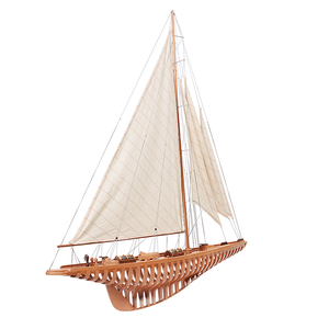 Réplique de yacht en bois transparent fabriqué à la main Shamrock L80 modèle de voilier décor nautique collectionneur peint en cèdre - Product Image 5
