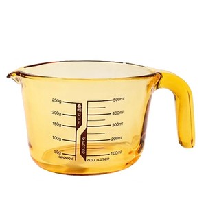 Tasses à mesurer en verre 250 ml 500 ml résistantes à la chaleur, outils de cuisine et de pâtisserie avec poignée, couleur ambre - Product Image 2