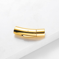 KAVNARB Fermoir baïonnette en acier inoxydable à tube courbé, connecteur de bracelet en cuir à verrouillage par poussée, accessoires de fabrication de bijoux DIY