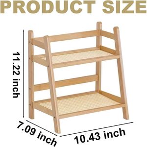 Double Layer <b>Desktop</b> Storage Rack Wooden Organizer For Home Office Use Rectangle Standing Type Multipurpose - Product Image 2