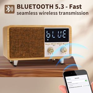 Haut-parleur Bluetooth rétro en promotion, <span class=keywords><strong>radio</strong></span> FM, boîtier en bois, appareil audio sans fil, décoration d'intérieur - Product Image 4