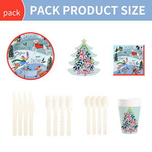 DAMAI Christmas Disposable Dessert Plates Xmas Christmas Tree Shaped Paper Plate Cups Napkins for Christmas Outdoor Decorations - Product Image 2