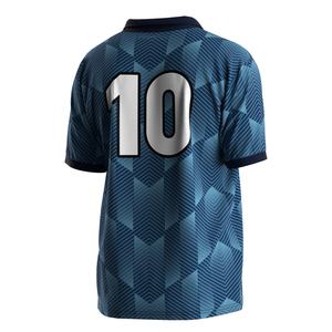 Maillot de football d'équipe avec col polo à bouton unique, doublure en maille respirante et choix de tissus optionnels pour tenue décontractée - Product Image 3