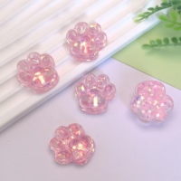 100 Piezas de Adornos de Resina con Forma de Pata de Gato con Brillantina, Cabujones Planos para Lazos, Adornos para Manualidades Variadas, Materiales para Scrapbooking