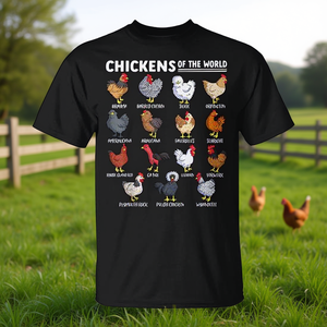 T-shirt éducatif Chickens Of The World pour les amoureux des animaux de la ferme - Product Image 3