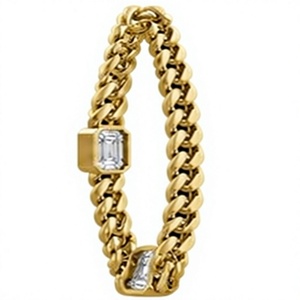 Orelia Iuxe Gold Plated Stainless Steel Cuban Chain Bracelet Rectangular Zircon Inlink <b>Bangle</b> Hip Hop Jewelry for Women <b>Men</b> - Product Image 1