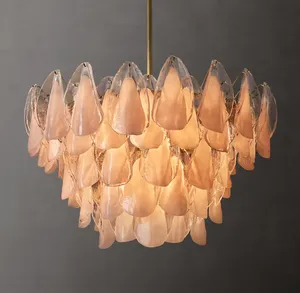 <span class=keywords><strong>Lustre</strong></span> en verre de <span class=keywords><strong>Murano</strong></span> à pétales roses du milieu du siècle principal <span class=keywords><strong>lustre</strong></span> de salon <span class=keywords><strong>lustre</strong></span> de salle à manger de chambre à coucher moderne - Product Image 3