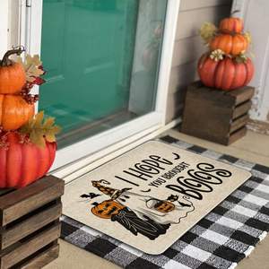 Tapis de porte rectangulaire en velours cristal pour Halloween, en polyester, antidérapant, facile à nettoyer, pour la décoration d'entrée - Product Image 2