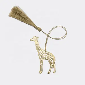 Custom Giraffe Metal Bookmark Cartoon Animal Metal Bookmark Page Clip-on Mini Metal Hollow Bookmark With Tassels