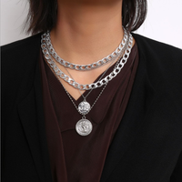 4 Pcs/Set Haute Qualité Mode Longs Pendentifs de Luxe Multicouches pour Femmes Vintage Charm Gold Choker Necklace Jewelry