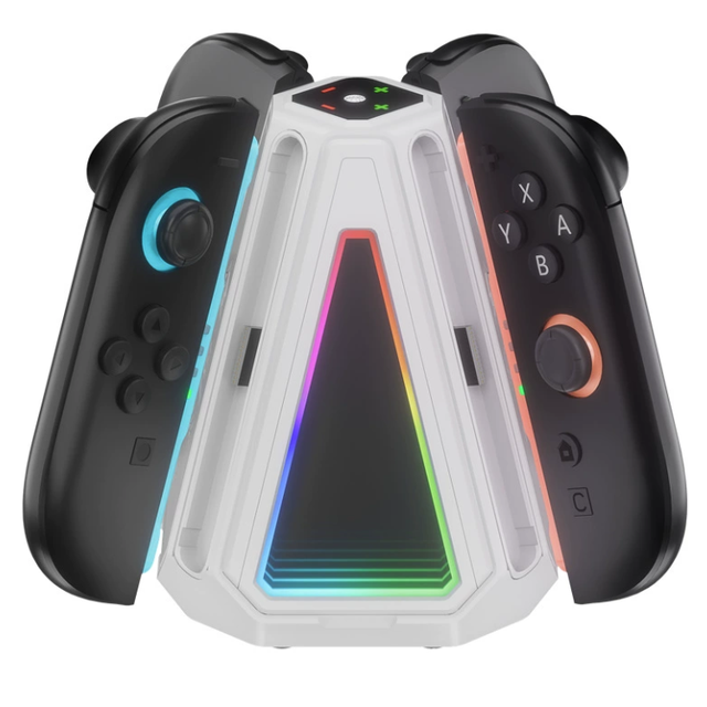 4 in 1 RGB Triangle Charging Base Dock for Nintendo Switch 2 for Switch2 Left Right Controller Magnetic Charging Station Charger