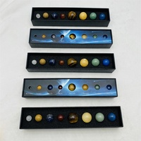 Vente en gros de sphères de cristal naturelles à sept chakras, ornements de planète en pierre astronomique, boîte cadeau de huit planètes