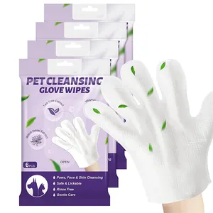 Eco Friendly Organic Rinse Free Dogs And Cats Pet Cleaning Wet Wipes Gloves With Drop Plastic