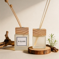 Ensemble de flacons vides pour diffuseur de parfum, aromathérapie, 200ml, 150ml, 100ml, 50ml, carrés givrés avec bouchon en bois