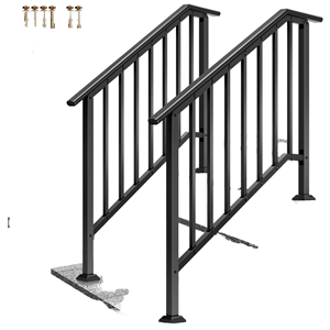 Rampe d'escalier en acier galvanisé à fixation au sol, pré-percée, installation facile, pour la décoration des escaliers de maison et de villa - Product Image 1