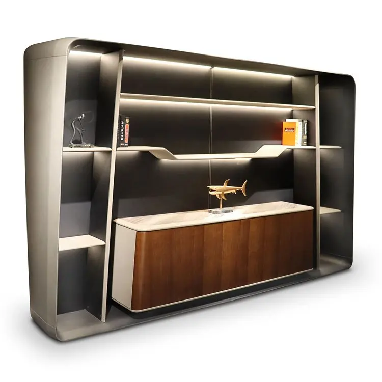 Archivadores de lujo con diseño de oficina, armario de almacenamiento de madera para oficina ejecutiva