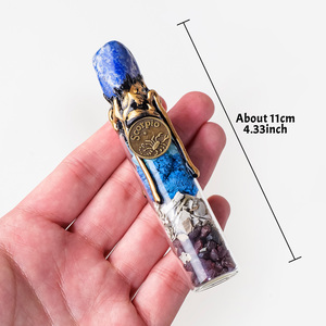 Bouteille à vœux en cristal des 12 constellations, copeaux de cristal naturels, bouteille en verre du zodiaque avec couvercle en gemme, décoration d'intérieur, cadeau - Product Image 2