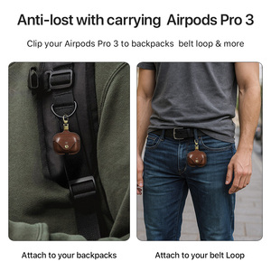 <span class=keywords><strong>Funda</strong></span> de cuero italiano curtido vegetalmente para <span class=keywords><strong>AirPods</strong></span> <span class=keywords><strong>Pro</strong></span> 1/2/3, con carga inalámbrica, antipérdida, CF1228 - Product Image 4