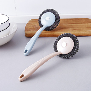 Stainless Steel Pot Scrubber Long Handle Steel Wool Cleaning Pad For Kitchen Pots And Pans - Product Image 2