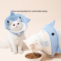 Collier de protection post-opératoire anti-morsure et anti-léchage pour animaux de compagnie, en tissu maillé et éponge, avec motif requin, pour chats et chiens
