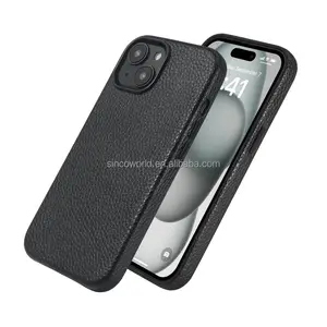 Oem casing ponsel kulit asli resmi untuk iphone 15 casing ponsel kulit asli