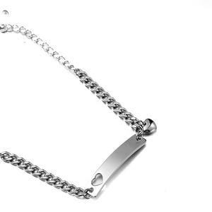 Yiwu Aceon acier inoxydable femmes <span class=keywords><strong>gourmette</strong></span> lien chaîne creux incurvé ID barre plaques signalétiques bricolage graver sur le côté Puffy coeur Bracelet à breloques - Product Image 2