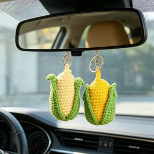 Handgestrickte Mais-Schlüsselanhänger Weiche Plüsch-Lebensmittel-Schlüsselanhänger Exquisites Zubehör Geeignet für Rucksäcke und Geschenke - Product Image 4