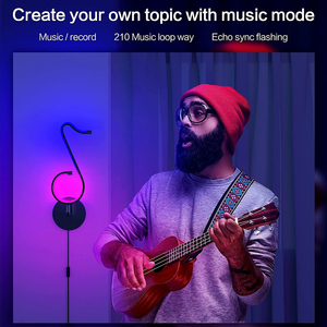 Lampe de table LED, appliques murales, veilleuse RGB en forme de note de musique 180. Support rotatif pour TikTok Live, idéal pour les fêtes, bars, salles de jeux et la décoration de chambre - Product Image 4