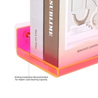 Étagères flottantes en plastique rose fluo, lot de 1, 16,5x5,5 pouces, rangement de bureau, écologiques, 5 mm d'épaisseur, montage facile pour chambre à coucher