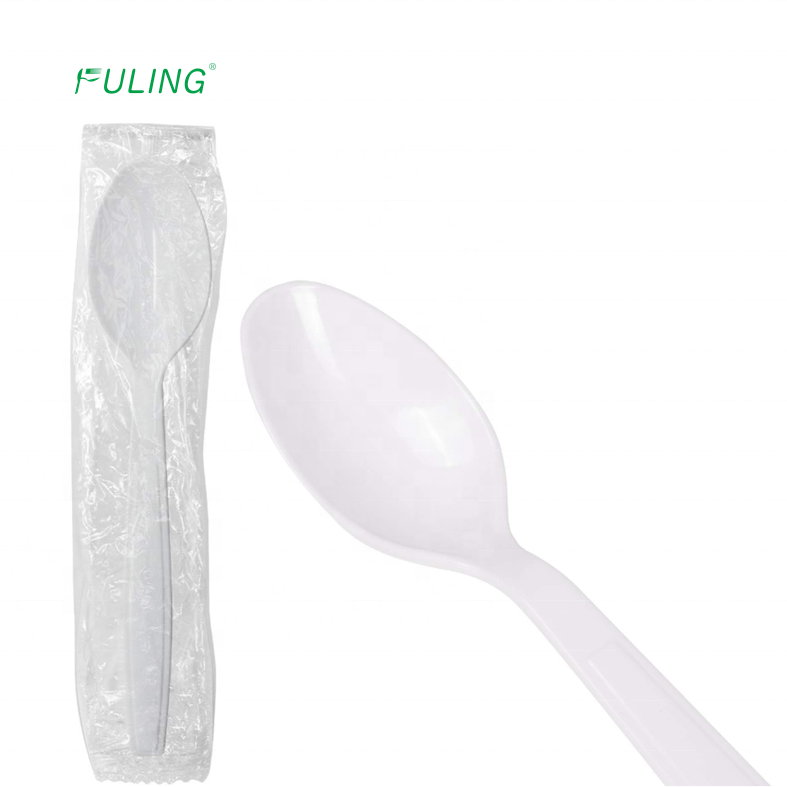 Individually wrapped cutlery disposable ice cream spoon silverware soupspoon coffee tea spoon ps white plastic spoons