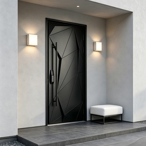 Porte d'entrée en aluminium sculptée en 3D, porte extérieure insonorisée et antivol sur mesure pour maisons modernes - Product Image 5