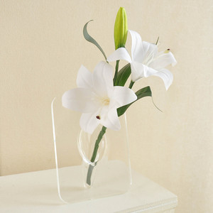 Flores de Lirio Artificiales de Tacto Real, Ramo de Lirio <span class=keywords><strong>Casablanca</strong></span> de PU para Centros de Mesa de Boda, Decoración Minimalista para Sala de Estar - Product Image 4