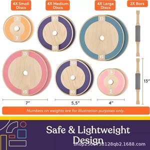 Ensemble d'entraînement d'activité réglable en bois écologique pour enfants Jouet rotatif d'haltères pour bébé Poids libres Entraînement de fitness YJ - Product Image 4