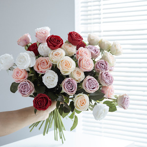 Haiyi Artificial Rose <b>Silk</b> <b>Flower</b> Bouquet 10cm-30cm Home Decor Fake <b>Flower</b> Arrangement Living Room Decoration - Product Image 1