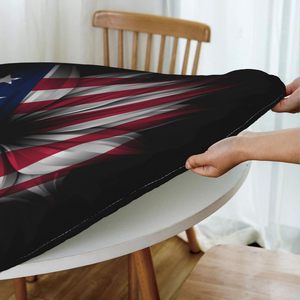 Nuevo estilo Vintage bandera americana girasol mantel impermeable borde elástico limpie cubiertas limpias para interiores al aire libre se adapta a 45 "-50" - Product Image 3