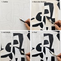 Grandes Peintures Abstraites Acryliques Artisanales Bohèmes Minimalistes Marron Noir Géométriques Texturées 3D Wabi Sabi Décoration Murale sur Toile