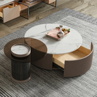 ATUNUS Design Table Basse de Salon Nordique Élégante en Bois, Table de Repas et Table à Thé de Luxe, Ronde sur Pied