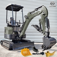 Mini Excavator Bersertifikasi ISO9001 FULCORE Kapasitas Bucket 0.02m³ Operasi Hidrolik Halus untuk Pekerjaan Kebun