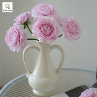 Bunga Ranunculus Minimalis Real Touch 33cm, Bunga Artifisial Lateks Pink Putih untuk Dekorasi Vas Rumah dan Pernikahan