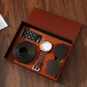 Set de <span class=keywords><strong>Regalo</strong></span> Premium para Hombre: Cartera, Cinturón, Reloj y Gafas de Sol, 4 Piezas, Caja de <span class=keywords><strong>Regalo</strong></span> para el Día de San Valentín o Navidad, para <span class=keywords><strong>Padre</strong></span> o Novio - Product Image 4
