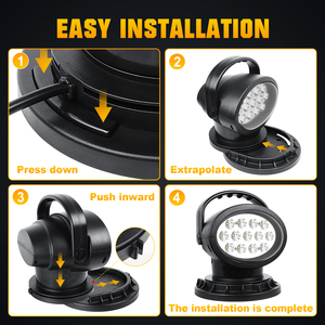 Projecteur LED marin sans fil 50W avec télécommande 360° °   Mode stroboscopique rotatif et réglable 12V 24V pour camion, bateau, éclairage de signalisation - Product Image 3