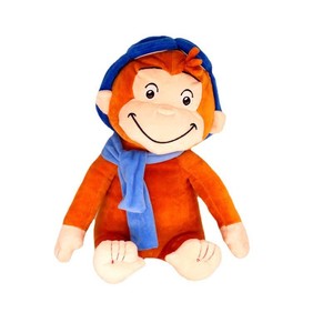 Clásico Peluche de <span class=keywords><strong>George</strong></span> el Curioso con Atuendo de Bufanda Azul y Cara Feliz para Exhibición en Guardería, Juego, Viajes y Regalos - Product Image 1