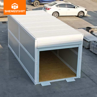 Maison conteneur modulaire pliable en acier avec panneaux sandwich, garage de stockage, étanche, ignifuge, écologique, porte à enroulement
