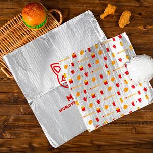 Papier d'emballage alimentaire biodégradable en PE imprimé sur mesure, résistant à la graisse, pour hamburger, sandwich, emballage en aluminium pour pain - Product Image 3