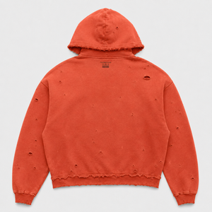Custom 450GSM Cotton Hoodie Sunfaded Mud Wash French Terry Distressed Boxy Fit Orange <b>Pullover</b> Vintage Streetwear <b>Men</b> Hoodie - Product Image 2