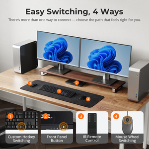 Tesmart 2 Cổng màn hình kép KVM chuyển đổi Kit HDMI 4K60hz với EDID hỗ trợ 2 chế độ hiển thị không có sự chậm trễ 2x2 video Switcher - Product Image 6