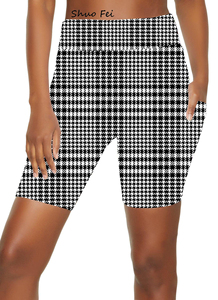 Nouveauté été pour <span class=keywords><strong>femme</strong></span> : <span class=keywords><strong>Short</strong></span> <span class=keywords><strong>de</strong></span> sport, yoga et cyclisme décontracté, taille élastique, mi-lustre, motif <span class=keywords><strong>pied</strong></span>-<span class=keywords><strong>de</strong></span>-<span class=keywords><strong>poule</strong></span> - Product Image 2
