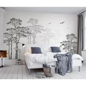 Murale Impermeabile in Stile Nordico con Albero e Uccelli in Bianco e Nero, Decorazione Moderna Minimalista <span class=keywords><strong>per</strong></span> Camera da Letto e Soggiorno, Rimovibile - Product Image 5